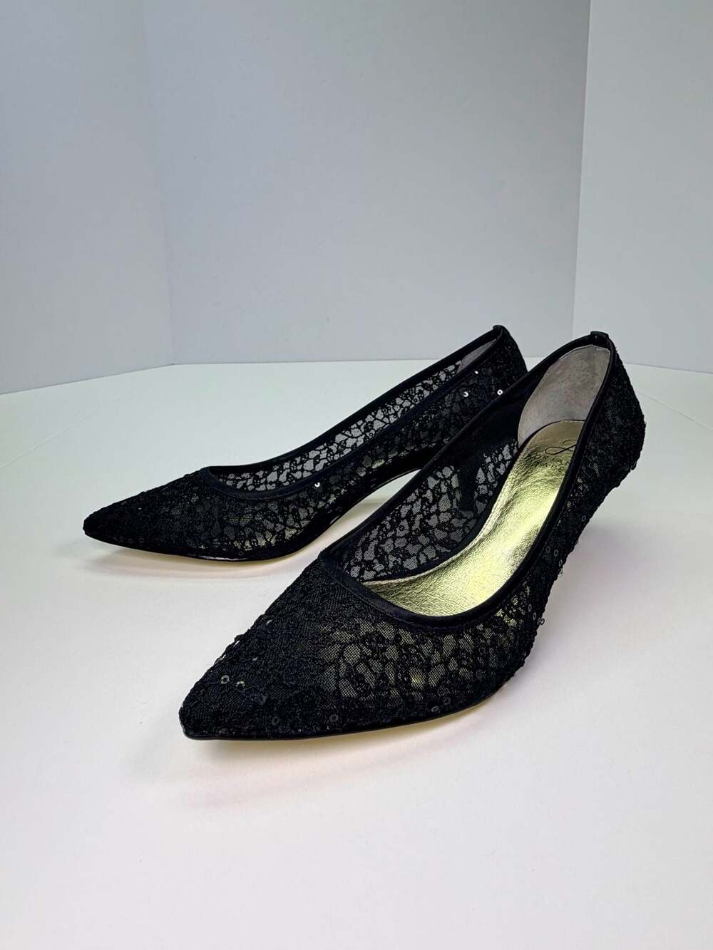 Adrianna Papell Lois Sequin Lace Kitten Heel Pumps US 8 1/2 EUR38 1/2